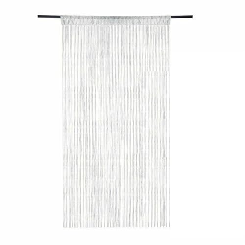 MZSKLW Sommargardin, kristallgardin, blixtlinje, glänsande tofsar, snöre, dörrgardin, fönster, rumsavdelare, heminredning, 200 x 100 cm (vit)