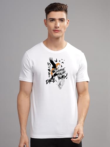 Image of ADRO Men's Cotton Comfort Fit Anime T Shirt - Premium Printed Haikyuu Tshirt - Perfect for Haikyuu Fans Print and Comfortable Fit T-Shirt