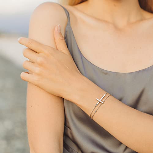 Cross Bracelets For Women 925 Sterling Silver Cross Bracelet For Women Confirmation Gifts Adult Baptism Gifts Christian Gifts For Women Faith Bracelet Women Jewelry Valentines Mother’s Day Graduation Anniversary Birthday Gifts For Women Mom Wife Her Girlfriend #TOP1