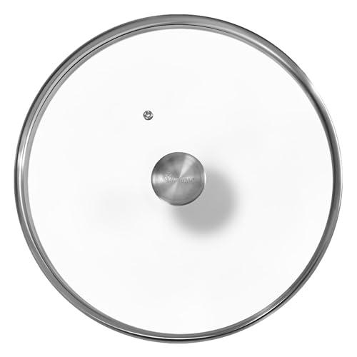 12.1-Inch Glass Lid for Victoria Round 13-Inch Cast Iron Skillet or Pan, Custom Made for Only Victoria Brand, Internal Diameter 12.1-Inch, External Diameter 13 Inch