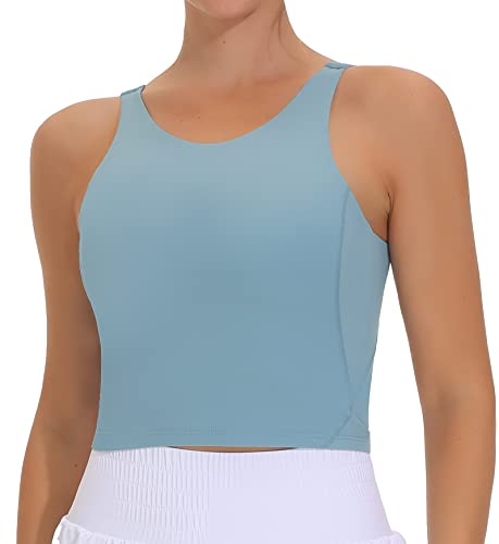 Image of THE GYM PEOPLE Women Sports Bra Sleeveless Padded Running Workout Tank Tops