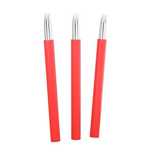 Microblading Needles, Wormhole Tattoo 50pcs Round Needles 7R Disposable Microblading Needles 0.25mm Permanent Makeup Microblade Needles