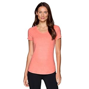 RBX Running Shirt for Women, Short Sleeve Buttery Soft Lightweight Space Dye V-Neck T-Shirt