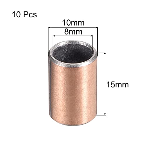 Uxcell A19032100UX0050 Sleeve Bearing 8Mm Bore X 10Mm Od X 15Mm Length Plain Bearings Wrapped Oilless Bushings 10Pcs thumb #1