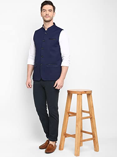 Image of hangup Men's Printed Cotton Nehru Jacket /waist coat, color Green. Size 38 (170A PrintedDup Nehru)