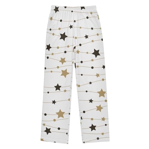 Boys' Pants Christmas Golden Snowflakes Stars Long Bottoms Jogger Pants Elastic Waist Trousers with Pockets S-XL