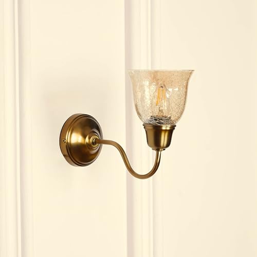 Image of Divine Trends Wall Lamp /Wall Light Antique Brass Finish with Cup Glass Crackled Golden Luster for Living Room, Bedroom, Home Decoration Pack of 1