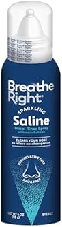 Breathe Right Sparkling Saline Nasal Rinse Spray – Effervescent, Drug-Free Relief from Stuffy Nose Due to Cold or Allergy – A Sparkling Sensation Only Bubbles Can Bring – 1 Can, 4.0 oz