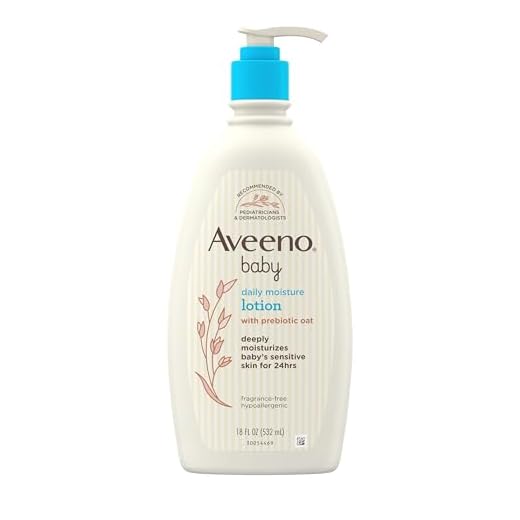 Aveeno Baby Daily Moisture Body Lotion for Sensitive Skin, Hypoallergenic Moisturizing Baby Lotion with Nourishing Oatmeal to Deeply Moisturize Baby's Skin, Fragrance-Free, 18 fl. oz