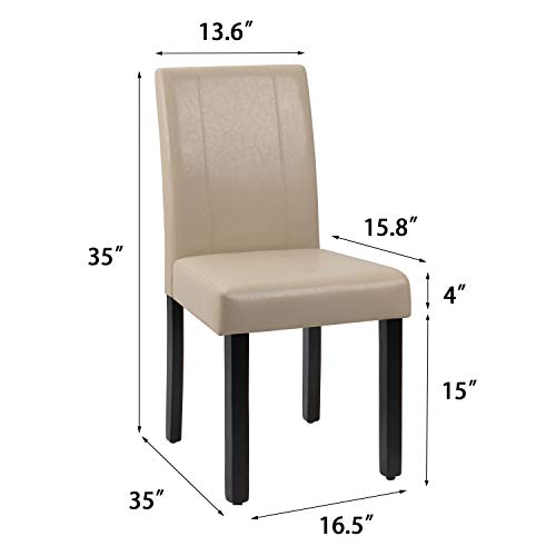 Jummico Dining Chair Pu Leather Living Room Chairs Modern Kitchen Armless Side Chair With Solid Wood Legs Set Of 4(Beige) #TOP6