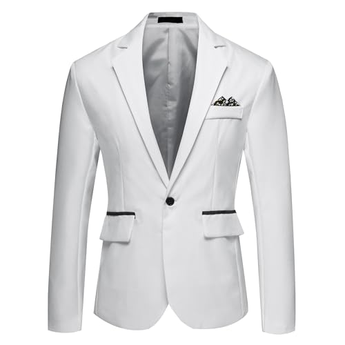 Men's Slim Fit Solid Color Blazers Business Casual Office Single Button Suit Jacket Versatile Banquet Sport Coat