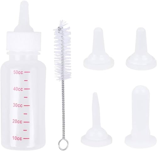 Vsell24 50ml Pet Nursing Kit Newborn Pet Feeding Bottle for Small Animals Puppy Kitten Milk Feeding Bottle With Cleaning Brush