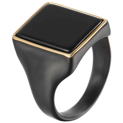 FLORA ANEL AÇO INOXIDÁVEL PVD BLACK PEDRA QUADRADA (PRETO, 26)