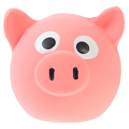 TOGEVAL Juguete Interactivo para Perros Pequeño Forma de Cabeza de Cerdo, Pelota Chirriante de Látex Rosa para Morder, Resistente para Cachorros, Adecuado para Ejercicio y Juego Diario