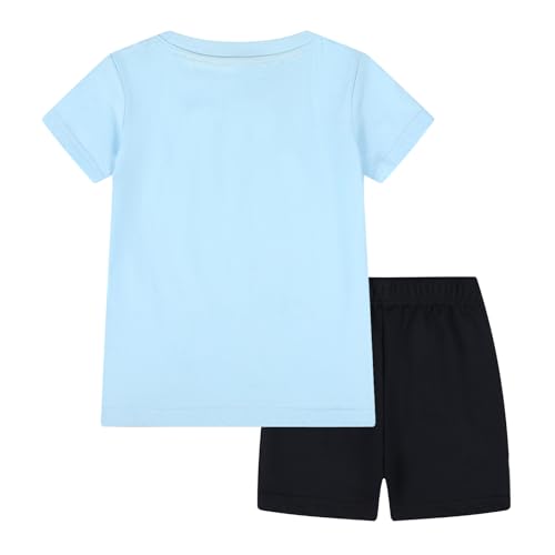 Image of HILEELANG Toddler Boy Summer Short Clothes Sets Cotton Crewneck Tees Shorts Pocket Adjustable Knite Shorts Playwear Sets