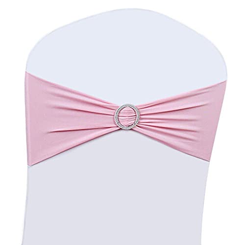 100PCS Wedding Chair Decorations Stretch Chair Bows and Sashes for Party Ceremony Reception Banquet Spandex Chair Covers slipcovers (100, Pink)