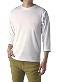 [FLAG ON CREW] (フラグオンクルー) 無地 ７分袖 Tシャツ メンズ トップス パイル生地 カットソー / A5G / LL ホワイト・WHITE