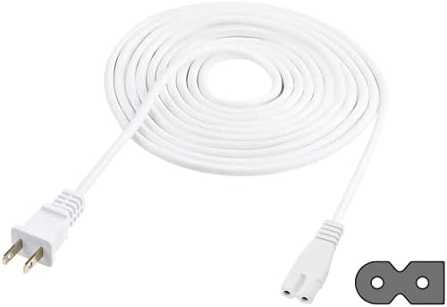 Vebner Extra Long 17-Foot Power Cord Compatible with Select Vizio, Insignia, JVC TV LED Smart Screens and Vizio Sound Systems and Many Other Electronics - 2-Prong 2-Slot AC Wall Plug (White, 17-Foot)