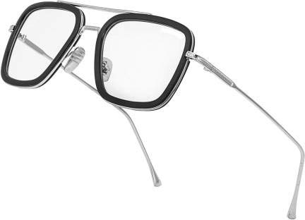 RoshfortRoshfort Men Square Computer Bluelight Blocking Clear Lens Glasses Optical Spectacle Frame Gold Large (Silver, C-4)