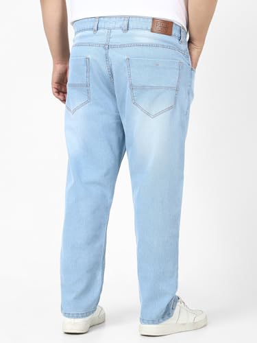 Image of Urbano Plus Men's Straight Fit Mid Rise Washed Jeans Stretchable