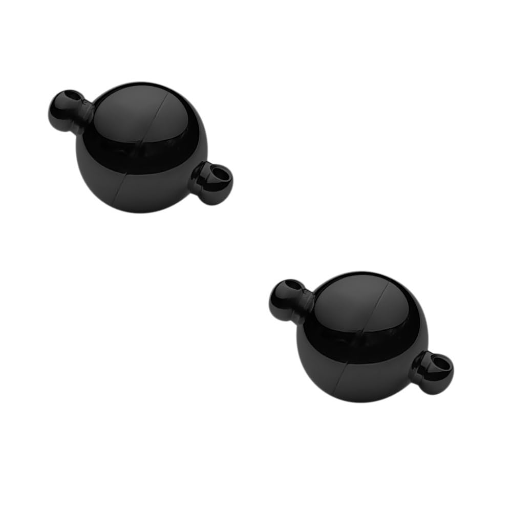 Confezione da 2 chiusure magnetiche a sfera rotonda in acciaio inox, resistenti, per braccialetti fai da te, collane, gioielli, connettori (oro rosa, diametro sfera 16 mm) _ [sfera nera diametro 12