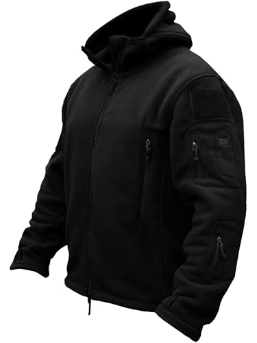 TACVASEN Chaqueta Militar Caliente para Hombre a Prueba de Viento Fleece Jacket Negro