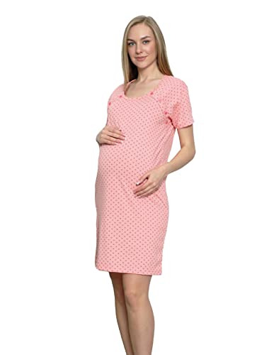 HEYO Robe de naissance pour femme - En coton - Pour l'hôpital, corail à pois, XL Cover