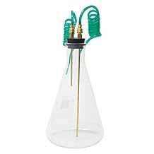 CO2 Bubbler Kit for Drosophila Culture 500 ml - CO2 Kit Compatible with Erlenmeyer Flasks - CO2 Apparatus w/ 2 x 3ft Coiled Tubes - Essential Lab Supplies for Fruit Fly Culture