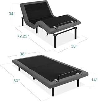Best Choice Products Ergonomic Twin XL Size Adjustable Bed, Zero Gravity Base for Stress Management w/Wireless Remote Control, Massage, USB Ports