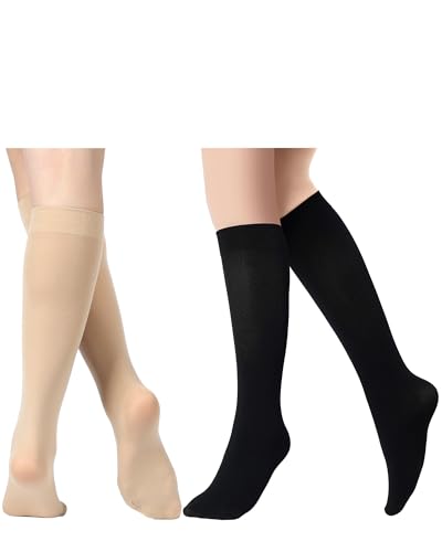SATINIOR 6 Pairs Ice Skating Socks Roller Skating Socks High Tight Knee Nylon Roller Skate Sock