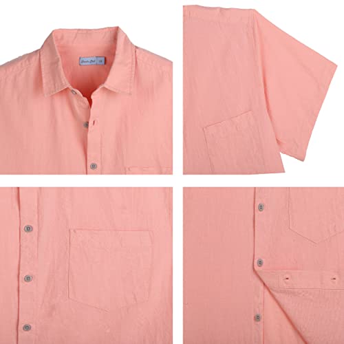 COEVALS CLUB Men's Casual Linen Cotton Button Down Spread Collar Short Sleeve Summer Beach Shirts3