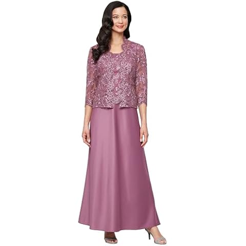 Alex Evenings Women's Two Piece Mother of The Bride Dress with Lace Jacket Cover