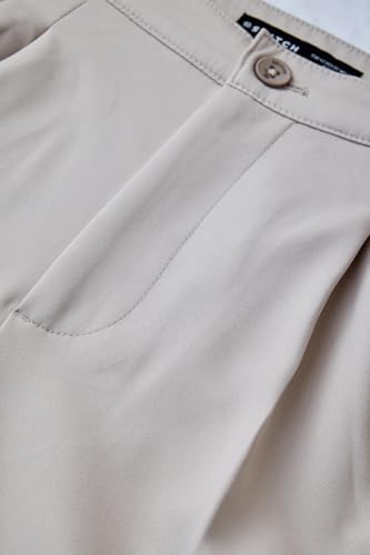 Image of SNITCH Men Casual Trousers | Relaxed Fit with Turned-Up Cuffs & Solid Pattern | Cotton Blend Fabric with Medium Stretch for Summer & Everyday Wear