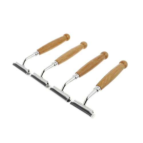 AUTSUPPL Stainless Steel Manual Shavers for Men 4pcs Traditional Beard Razors Bamboo Handle Close Smooth Professional Shave Beard Razor Old Style Shaver