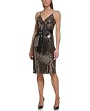 Eliza J Women's Style Social Sequin Sleeveless Vneck Dress, Black Bronze, 8