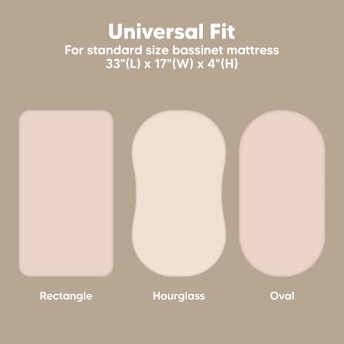 Image of 2-Pack Baby Bassinet Sheets Girl, Boy, 33x17 Bedside Sheets (Cameo) | Viscose Derived from Bamboo, Universal Fitted Bassinet Sheet, Compatible with Halo Bassinest Sleeper, Baby Delight, Graco