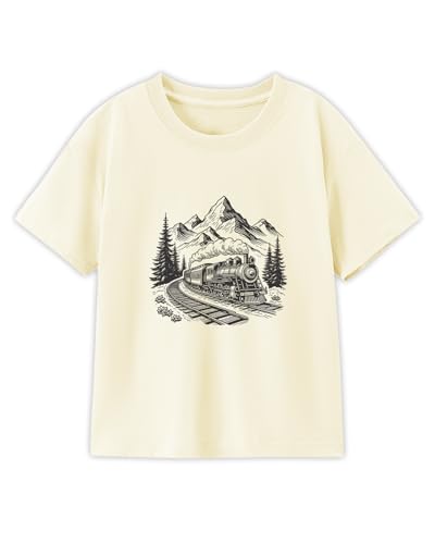 Toddler Boy Shirts Baby Kids Short Sleeve T-Shirt Graphic Tee Funny Letters Print Cotton Tops 2T-8 Years Train