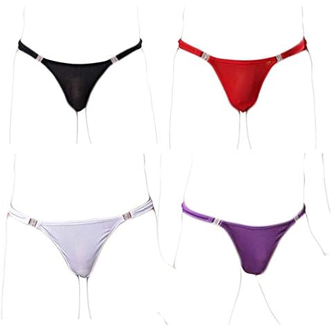 KHUFUZI Hombre 4 colores paquete de malla tangas lencería transpirable sexy bragas ropa interior elástica transparente caliente calzoncillos regalo Cover