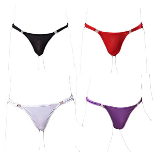 KHUFUZI Lot de 4 sous-vêtements, sexy, en maille pour homme, lingerie respirante, tangas transparents, cadeau pour un ami, Lot de 4 couleurs., M Cover