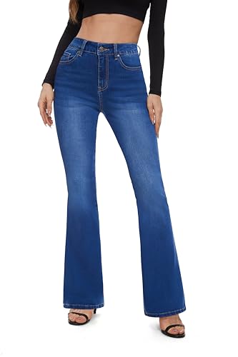 FLYING BANANA Women's High Waisted Butt Lifting Stretch Bootcut Jeans (Medium Blue, 8)