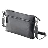 [サンワダイレクト] サコッシュ レザー 牛本革 ショルダーバッグ 4WAY 大きめ iPad11インチ対応 撥水 メンズ 肩掛け ブラック 200-BAG095BK