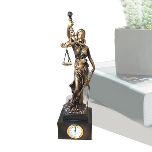 Statue Lady Justice - Figurine de table en résine, ornement décoratif, studio à la maison et au bureau, salon avec horloge | Chambre de chevet de chevet...