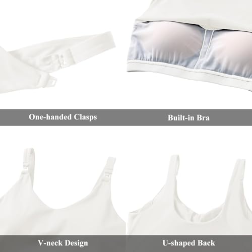 Foucome Womens Nursing Bras for Breastfeeding Maternity Tank Tops Crop Top with Built in Bra Longline Workout Sports Bra4