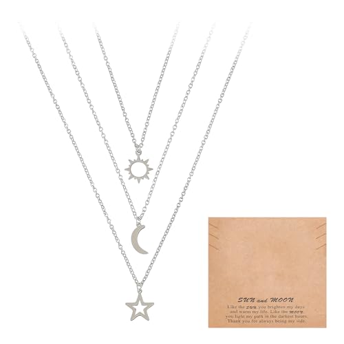 NyxSeat 3 Collares Para Mujer Con Colgante de Sol, Luna y...