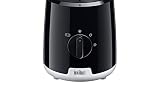 Braun PowerBlend 1 JB1051BK Blender stołowy ze szklanką Smoothie2Go, blender z trójkątnym szklanym dzbankiem, 2 prędkości, funkcja rozdrabniania lodu, 600 W, czarny