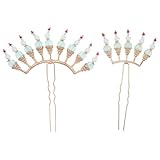 OATIPHO 2pcs Traditional Asian Hair Sticks Set Red Faux Pearl Hair Forks, Alloy Ancient Style Hairpin Clips
