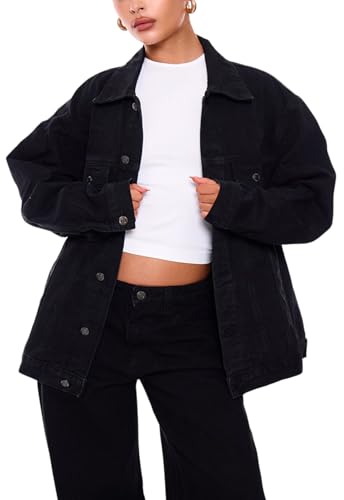 TodTan Vintage Distressed Denim Jacket for Women - Stretch Comfort Pre-Shrunk Washed Casual Coat for Spring Fall