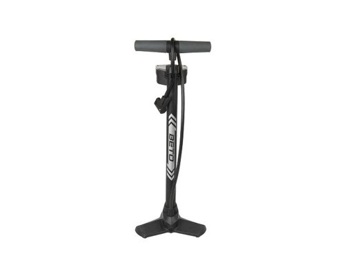 BETO Standpumpe, Fahrradpumpe, Luftpumpe, mit Manometer, mit Universaldoppelpumpenkopf, 160psi, 11bar, AV, DV, FV, Autoventil, Dunlopventil, Französisches Ventil