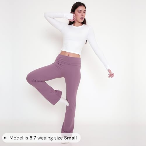 Image of Terractive Cuddle Flares for Women | TerraSoft Ultra Soft, Super Stretchy & Sweat-Wicking Flare Pants | High-Waist Tummy Tuck Workout & Lounge Pants