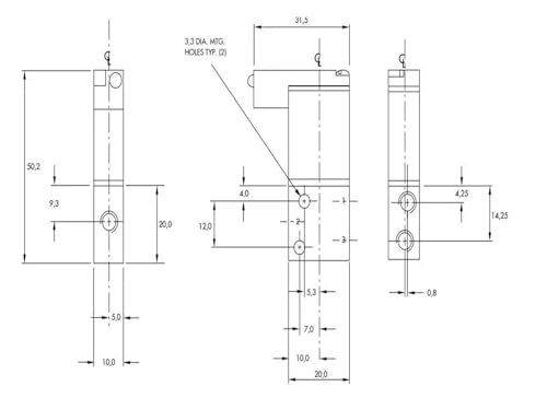 Vanne 3 voies à commande directe 34C distributeur pneumatique haute pression 34C-ABA